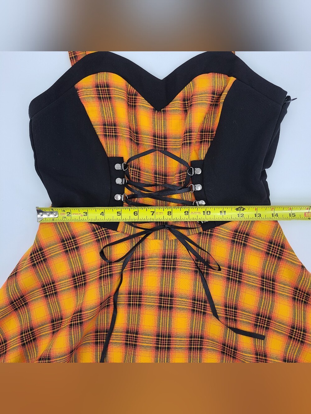 Unique Vintage's Orchid Bloom Plaid Corset Bodice Dress Size 6 - Picture 10 of 14